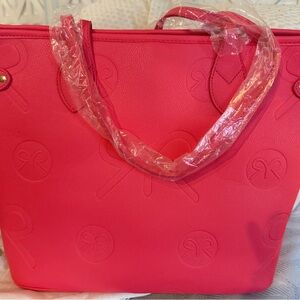 Ruby Ribbon Vibrant Pink Embossed Tote